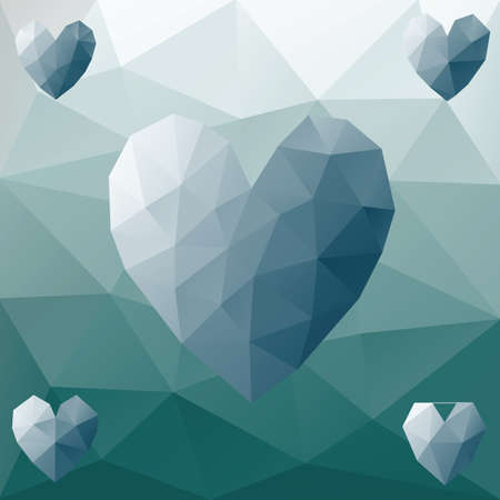 Blue Low poly heart on triangular background - Valentine's card concept designのイラスト素材