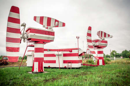Landing glissade radar in the airport with bad weather conditionsの写真素材