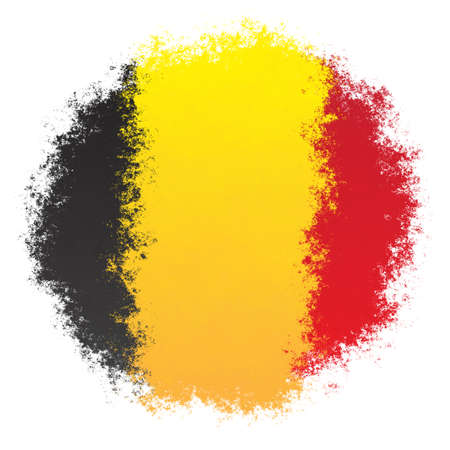 Color spray stylized flag of Belgium on white backgroundの写真素材