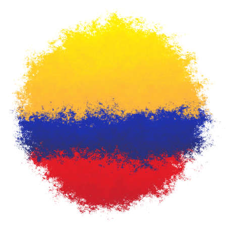 Color spray stylized flag of Colombia on white backgroundの写真素材