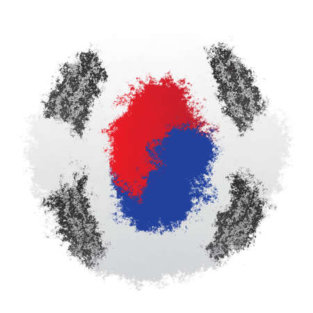 Color spray stylized flag of South Korea on white backgroundの写真素材