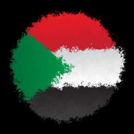 Color spray stylized flag of Sudan on black backgroundの写真素材