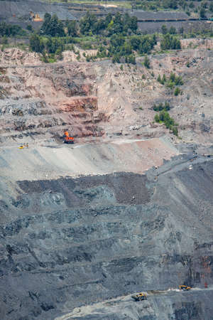 Iron ore opencast mining facility - general view to the pit