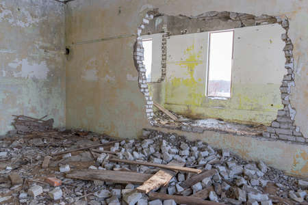 Abandoned buildings ruins as a result of warの写真素材