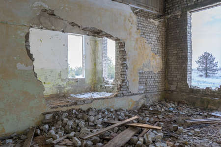 Abandoned buildings ruins as a result of warの写真素材
