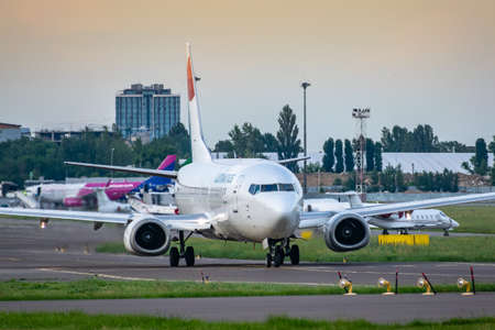 Kyiv, Ukraine - June 09, 2019: Lumiwings Boeing 737 in Kyiv Sikorsky Airport