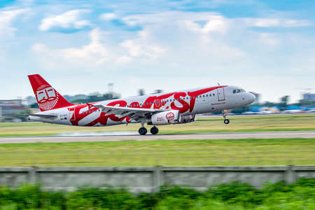 Kyiv, Ukraine - June 09, 2019: Ernest Airbus A320 on the runway in Kyiv Sikorsky Airport