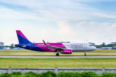 Kyiv, Ukraine - June 09, 2019: Wizz Air Airbus A320 on the runway in Kyiv Sikorsky Airportのeditorial素材