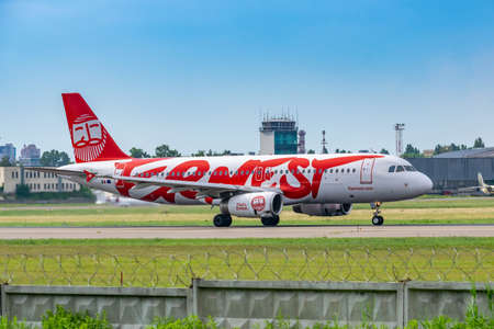Kyiv, Ukraine - June 09, 2019: Ernest Airbus A320 on the runway in Kyiv Sikorsky Airportのeditorial素材