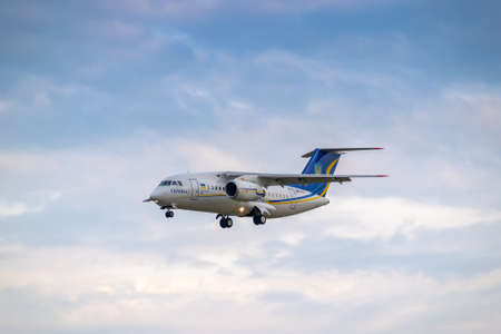 Boryspil, Ukraine - August 3, 2019: Ukraine Government Antonov An-148 is langing in the airport