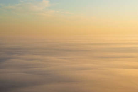Heavy fog background on sunrise aerial view