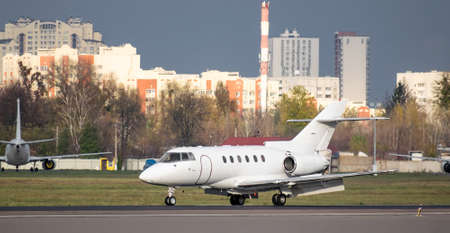Business jet with reverse scoops releasedの写真素材