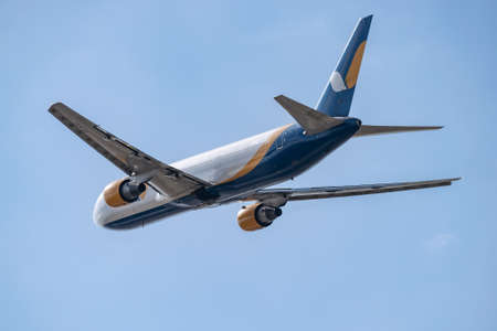 Boryspil, Ukraine - September 25, 2020: Azur Air Ukraine Boeing 767-300 is taking off from the...