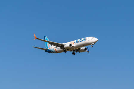 Boryspil, Ukraine - September 25, 2020: Flydubai Boeing 737-800 is landing in the airportのeditorial素材