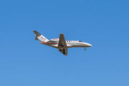 Boryspil, Ukraine - September 25, 2020: Turkey Ministry of Health Cessna 525A CitationJet CJ2 is landing in the airportのeditorial素材