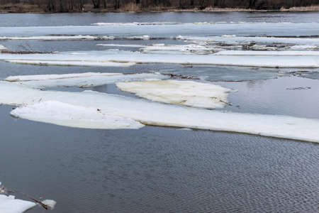 Melting Ice drift in springtimeの写真素材