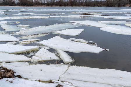 Melting Ice drift in springの写真素材
