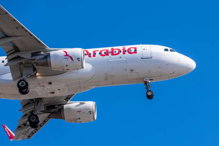 Boryspil, Ukraine - March 10, 2021: Air Arabia Airbus A320-214のeditorial素材