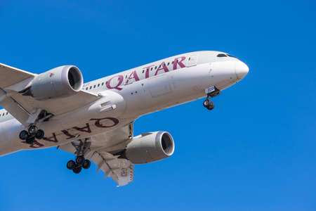 Boryspil, Ukraine - March 10, 2021: Qatar Airways Boeing 787-8 Dreamlinerのeditorial素材