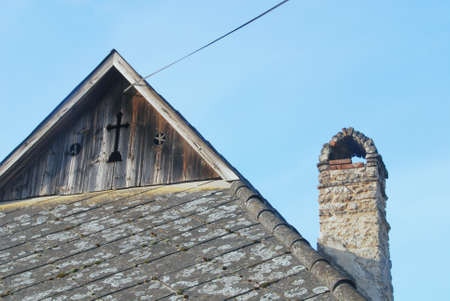 Eternit roof of the old chimneyの写真素材