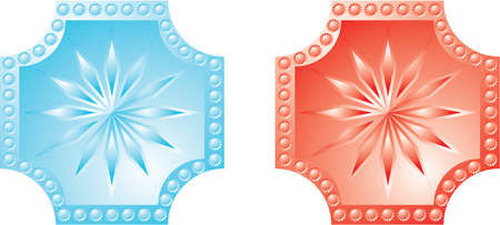 Red and blue buttons with snowflakesのイラスト素材