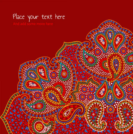 Red Card with Paisley Ornamentのイラスト素材