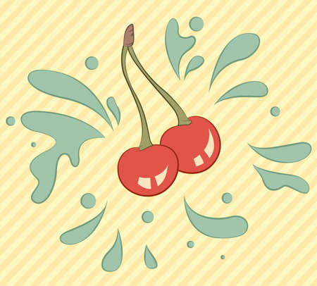 Retro cherry splash striped label