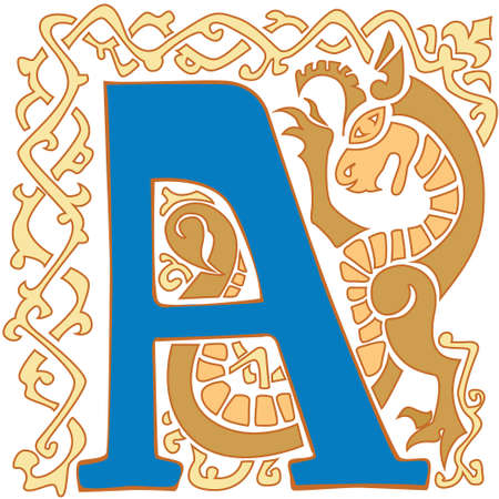 gargoyle capital letter Aのイラスト素材