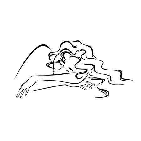 relaxing sleeping woman silhouetteのイラスト素材