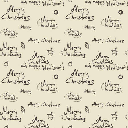 Merry Christmas calligraphic seamless pattern on parchmentのイラスト素材