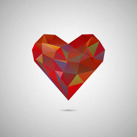 Abstract red heart flying on grayのイラスト素材