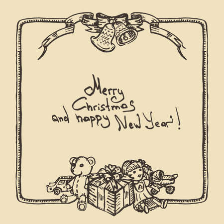 Retro Christmas cardのイラスト素材