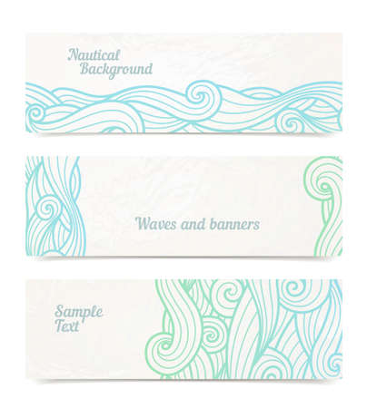 Vector banners with wavesのイラスト素材