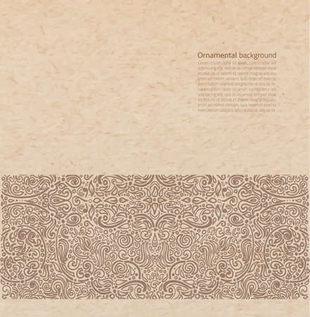 Vector ornate border background with copy space, hand drawn ornament on parchment old paperのイラスト素材