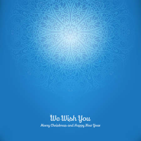 Vector Christmas and New Year card template with glowing snowflake backgroundのイラスト素材