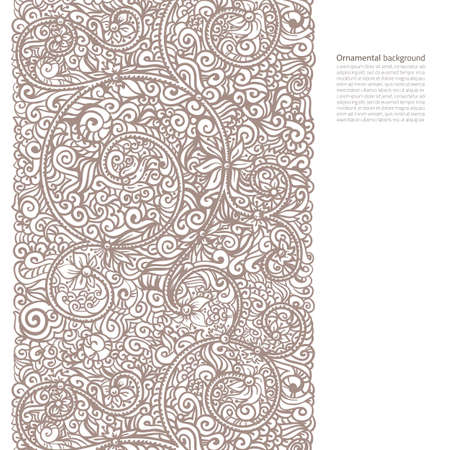 Vector ornate background with copy space, coffee brown ornament isolated on white pageのイラスト素材