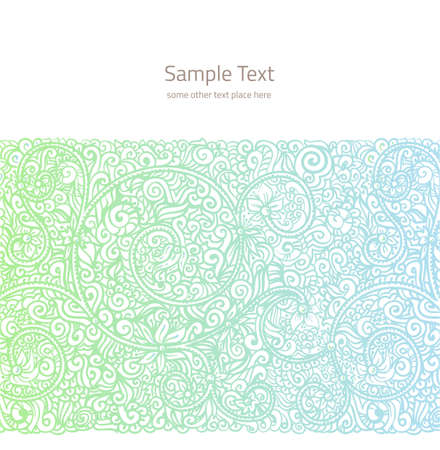 Vector ornate background with copy space, blue and green light ornament isolated on white pageのイラスト素材