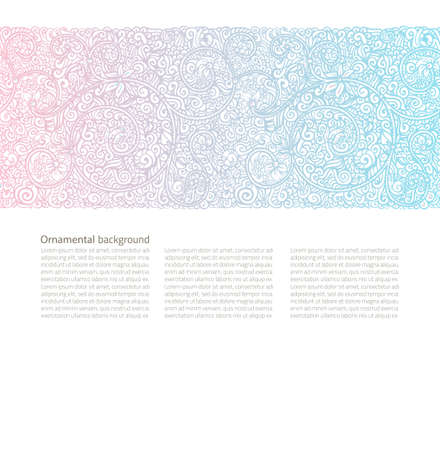 Vector ornate background with copy space, blue and pink light ornament isolated on white pageのイラスト素材