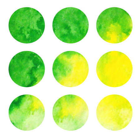 Watercolor set of circles, round vector elements isolated on white backgroundのイラスト素材