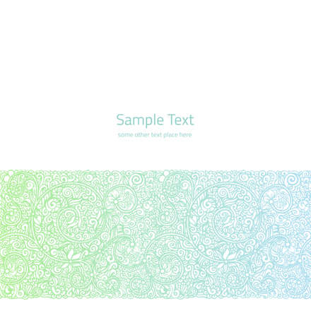 Vector ornate background with copy space, blue and green light ornament isolated on white pageのイラスト素材