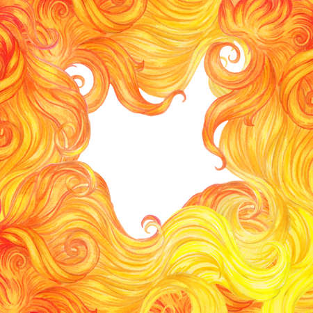 Vector background with hair curles frame, hand drawn locks for decorative backdropのイラスト素材