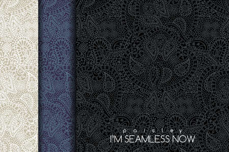 seamless set of vintage paisley textures for cards and designのイラスト素材