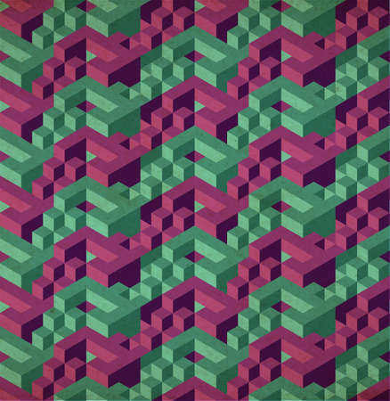 Vector lowpoly isometric geometric pattern with old grunge postapocalyptic paper effectのイラスト素材