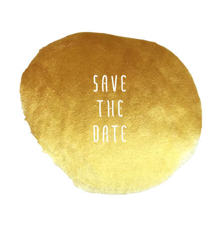 Save the date vector template for cards, hand drawn golden foil background brush stroke - invitations, posters, cards template - brush strokes and flat line typographic elements.のイラスト素材