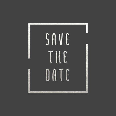 Vector template of save the date celebration invitation card - metallic font on gray backgroundのイラスト素材