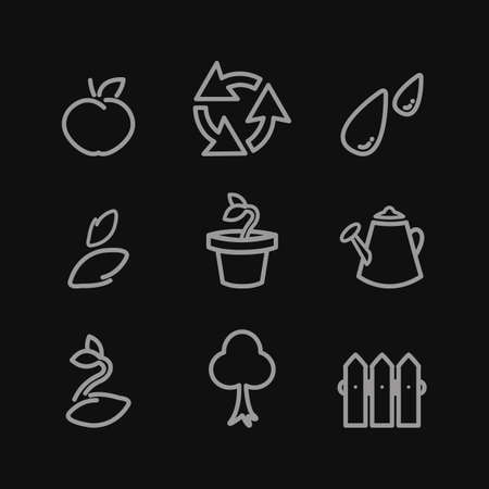 Vector gardening flat lineart icons setのイラスト素材