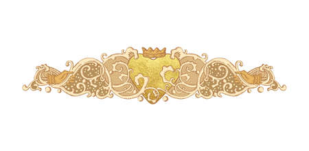 Vintage vector wedding ornament, golden metallic paint heart and Cluddah irish handsのイラスト素材