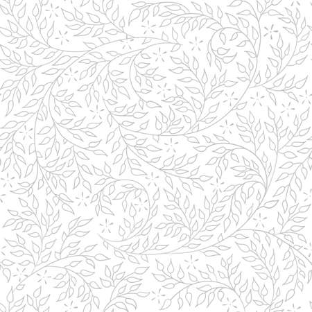 Floral seamless pattern - vector illustration of detailed light ornament of plant twigs and curled tree branchesのイラスト素材