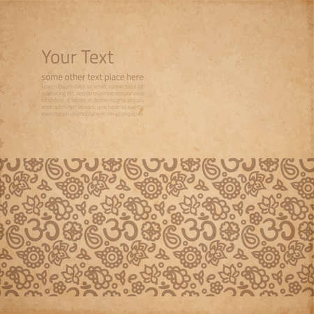 Vector ornate background with copy space, coffee brown ornament on old cardboardのイラスト素材