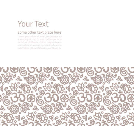 Vector ornate background with copy space, coffee brown OM ornament isolated on white pageのイラスト素材